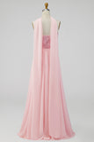 Strapless Pink A Line Wedding Guest Dress with Slit
