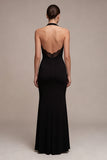 Halter Black Lace Mermaid Backless Maxi Formal Dress