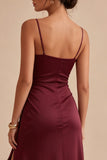 Burgundy Ruched Maxi Formal Dress with Ruffles