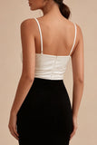 Mermaid Ruched ColorBlock Black and White Maxi Formal Dress with Slit