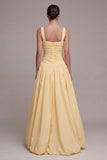 Daffodil A Line Ruched Pleated Maxi Formal Dress with Slit
