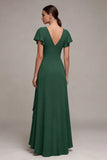 Dark Green A Line High Low Maxi Formal Dress