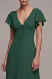 Dark Green A Line High Low Maxi Formal Dress