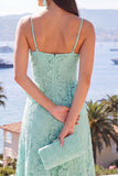 Mint Ruffled A Line Floral Wedding Guest Dress