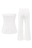 Strapless White 2-Piece Double Breasted Slim Fit Women Suits