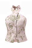 Halter Golden Floral 2 Piece Slim Fit Women Suits