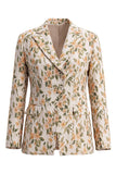Grey Blue Floral Peaked Lapel 2 Piece Women's Suits