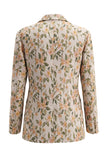 Grey Blue Floral Peaked Lapel 2 Piece Women's Suits