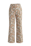 Grey Blue Floral Peaked Lapel 2 Piece Women's Suits