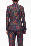 Floral Black 2 Piece One Button Jacquard Women Suits