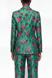 Floral Black 2 Piece One Button Jacquard Women Suits