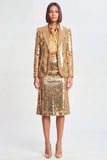 Golden 3-Piece Peaked Lapel Sparkly Women Suits