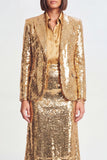 Golden 3-Piece Peaked Lapel Sparkly Women Suits