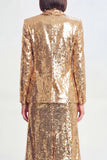 Golden 3-Piece Peaked Lapel Sparkly Women Suits
