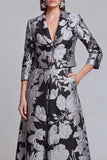 Sage Green Notched Lapel Jacquard 2-Piece Women Suits