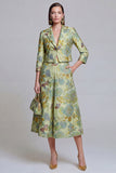 Sage Green Notched Lapel Jacquard 2-Piece Women Suits