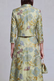 Sage Green Notched Lapel Jacquard 2-Piece Women Suits