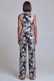 Navy Pink V-Neck Floral 2-Piece Women Suits