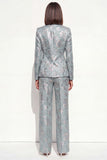 Blush Peaked Lapel Jacquard 2-Piece Women Suits