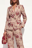 Blush Peaked Lapel Jacquard 2-Piece Women Suits
