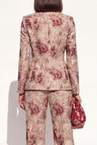 Blush Peaked Lapel Jacquard 2-Piece Women Suits