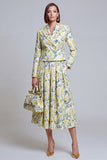 Ivory Yellow Flower Peak Lapel 2-Piece Women Suits