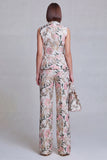 Grey Blue Flower Peak Lapel 2-Piece Women Suits