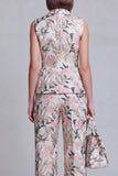 Grey Blue Flower Peak Lapel 2-Piece Women Suits