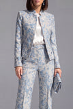 Dusty Green 3-Piece Jacquard Women Suits