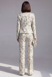 Dusty Green 3-Piece Jacquard Women Suits