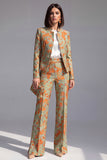 Dusty Green 3-Piece Jacquard Women Suits