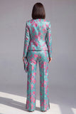 Dusty Green 3-Piece Jacquard Women Suits
