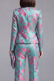 Dusty Green 3-Piece Jacquard Women Suits