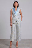 Blue Shawl Lapel 2-Piece Women Suits