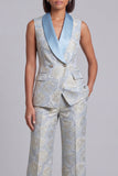 Blue Shawl Lapel 2-Piece Women Suits