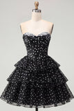 Sweetheart Corset White A-Line Tiered Ruched Homecoming Dress