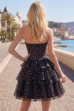 Sweetheart Corset White A-Line Tiered Ruched Homecoming Dress