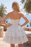 Sweetheart Corset White A-Line Tiered Ruched Homecoming Dress