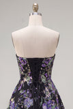 Sweetheart Black A-Line Sequin Floral Homecoming Dress