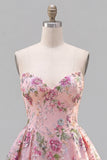 Sweetheart Black A-Line Sequin Floral Homecoming Dress