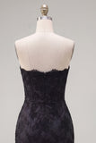 Black Bodycon Strapless Homecoming Dress with Bow
