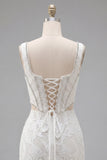 Square Neck White Bodycon Corset Homecoming Dress with Beading