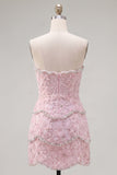 Pink Bodycon Sweetheart Homecoming Dress with Beading