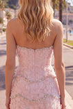 Pink Bodycon Sweetheart Homecoming Dress with Beading