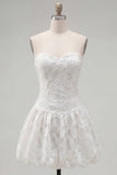 Sweetheart A-Line White Floral Homecoming Dress