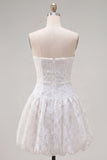 Sweetheart A-Line White Floral Homecoming Dress