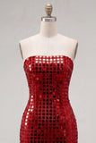 Sparkly Golden Bodycon Strapless Sequins Homecoming Dress