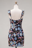 Yellow Bodycon Sequins Floral Homecoming Dress
