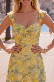 Yellow Bodycon Sequins Floral Homecoming Dress