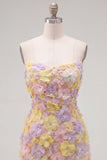 Strapless Bodycon Pink Floral Homecoming Dress with Beading